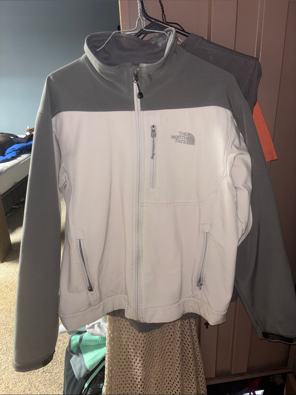 The North Face White and Gray Lightweight Softshell Jacket